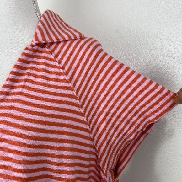 Free Assembly Sweater Women XXXL Pink Striped Short Sleeve Collared Casual - Picture 8 of 13